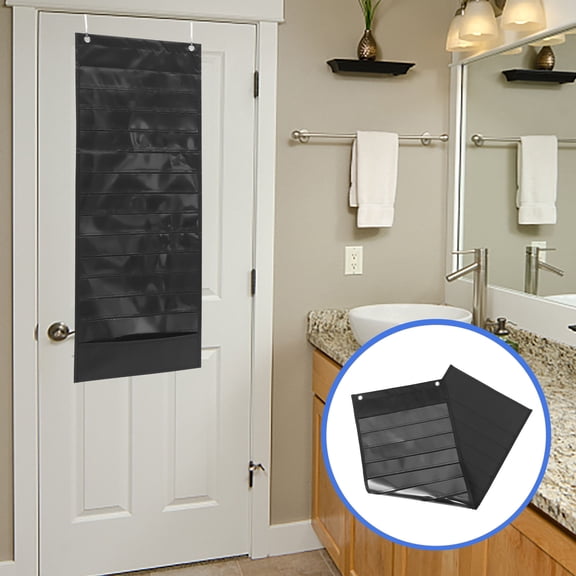 ROMANSENTIAL Door Hanging Storage Bag Multi Pockets File Folder Tote Black 1Pack