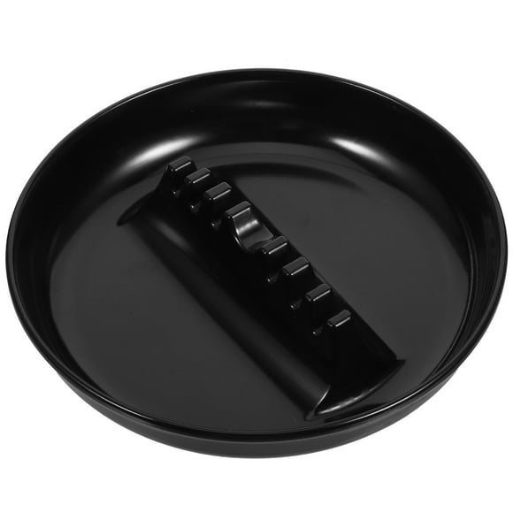 WHAMVOX Black Plastic Ashtray for Home Use Indoor Outdoor Sturdy Design Unique Cigarette Slot 4.75 Inches