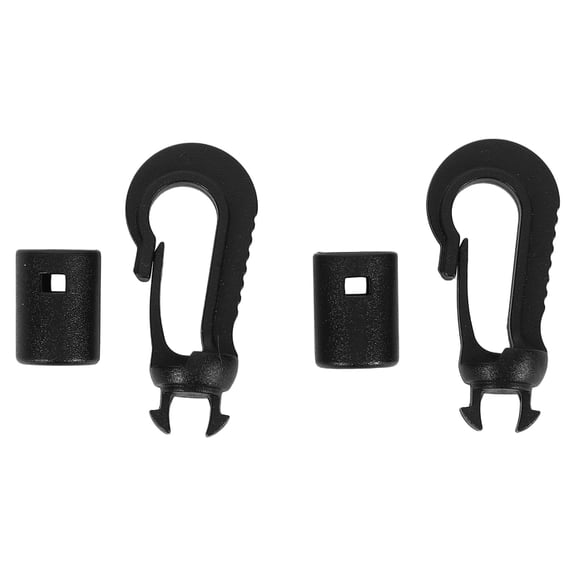 WHAMVOX Black Plastic Fishing Rigging Bungee Hooks for Boat Use Canoe Kayak Accessories 2 Pieces