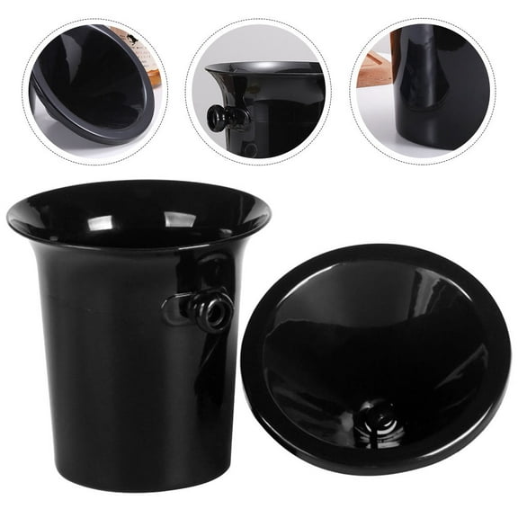 WHAMVOX Black Plastic Ice Storage Barrel with Lid for Decor Simple and Practical Mini Bucket 10.5x12.5 Inches