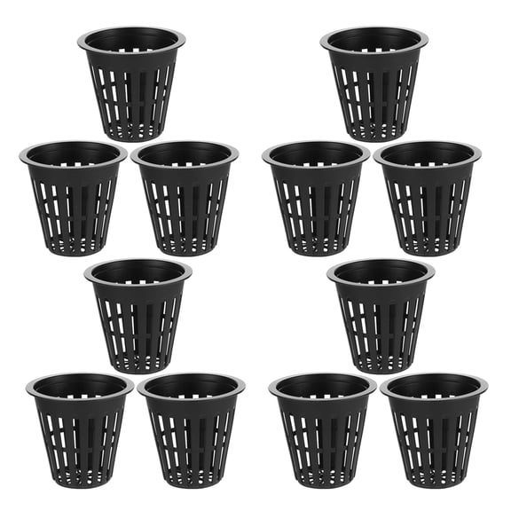 WHAMVOX Black Plastic Planting Pots for Hydroponics with Mesh Cups Reusable Net Pots for Storage Use 50pcs