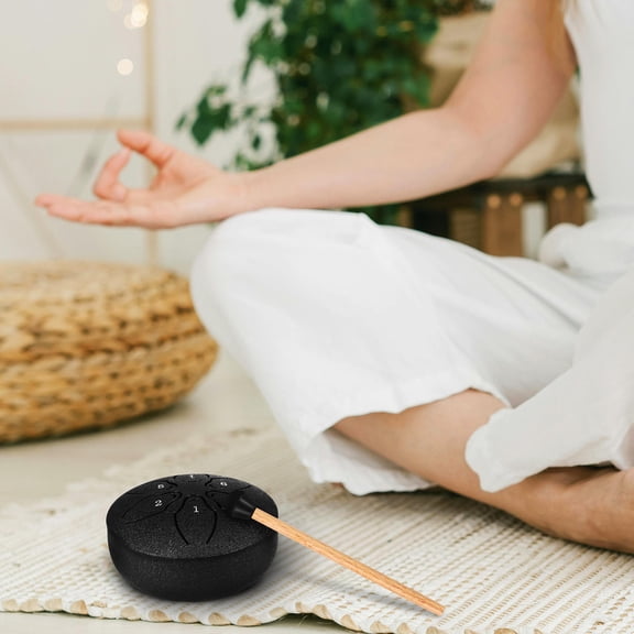 WHAMVOX Black Pocket Drum Ethereal Drum for Music Use Compact Design 6 Tones Versatile Steel Titanium Alloy 3 Inches