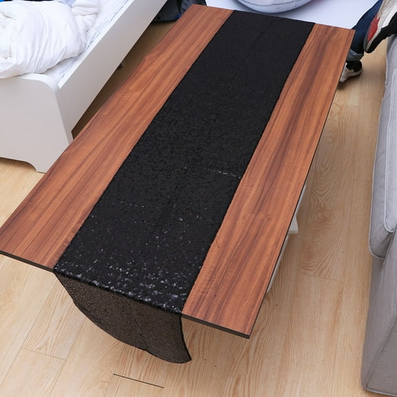 WHAMVOX Black Sequin Table Runner Rectangular Glitter Runner Tablecloth for Wedding Party Christmas