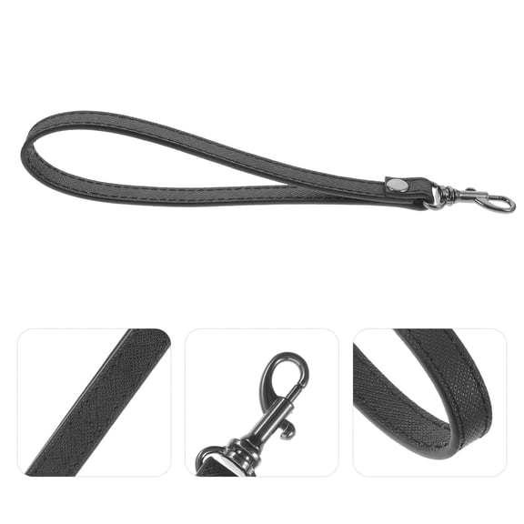 HOOWIFFY Hand Wrist Lanyard Black PU Metal for Bag Use Durable and Fade Resistant
