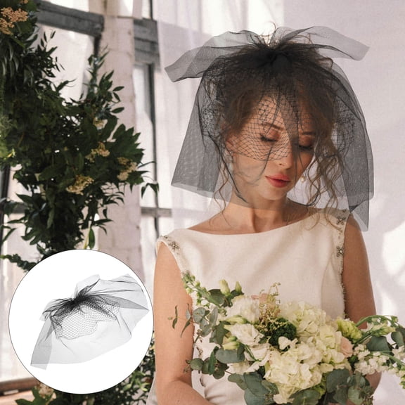 FESTFENDS Black Wedding Veil for Women, 1 Piece Elegant Bridal Accessory