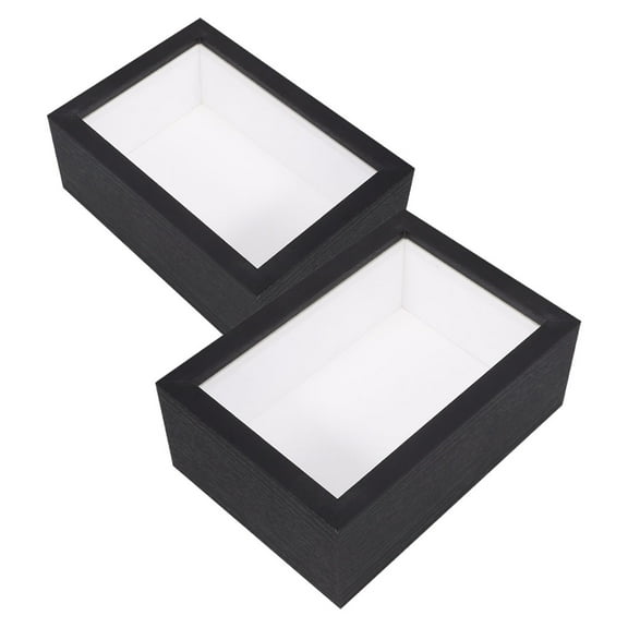 WHAMVOX Black Wood Photo Display Box for Dried Flowers and Specimens with Craftsmanship 2PCS