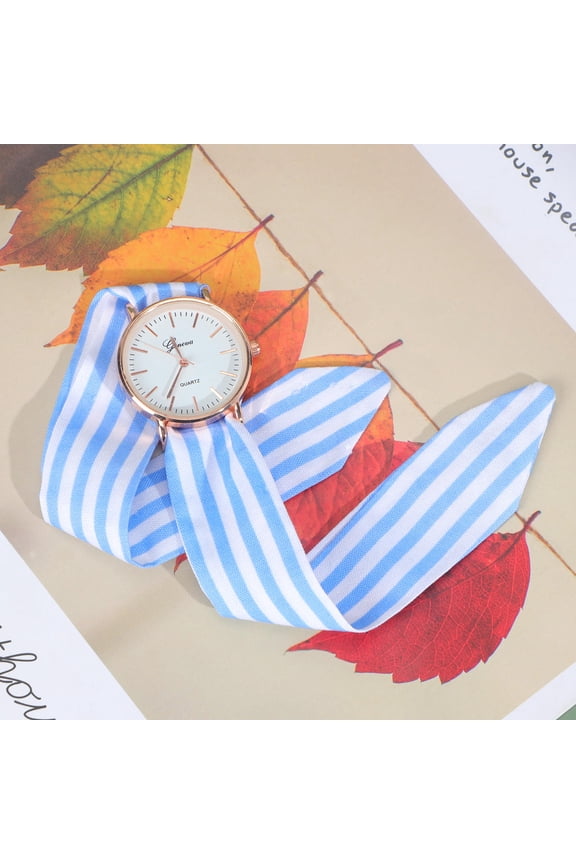 Blue Bowknot Watch for Women with Precision Quartz Movement and Durable Polyester Size S