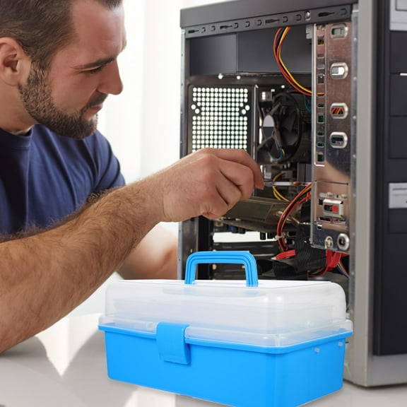 WHAMVOX Blue PP Material Tool Box for Storage Durable and Portable with Large Capacity Safe Buckle 7.9"x5.5"x4.3"