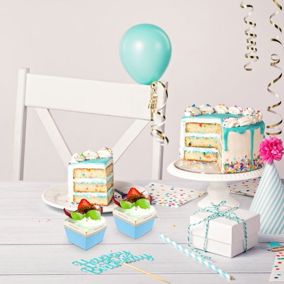 WHAMVOX Blue Paper Cupcake Boxes High Temperature Resistant for Home Use with Large Capacity Set 50pcs