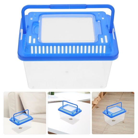 WHAMVOX Blue Plastic Fish Tank and Turtle Carrier for Home Use Durable with Lid and Handle 7.5 Gallons