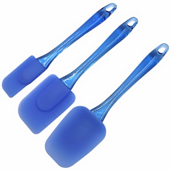 WHAMVOX Blue Silicone Kitchen Spatulas Set of 3 Heat Resistant for Home Use Various Sizes