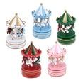 DECORNIJIA Music Box Ornament Miniature Carousel Blue Wood 1Pcs for ...