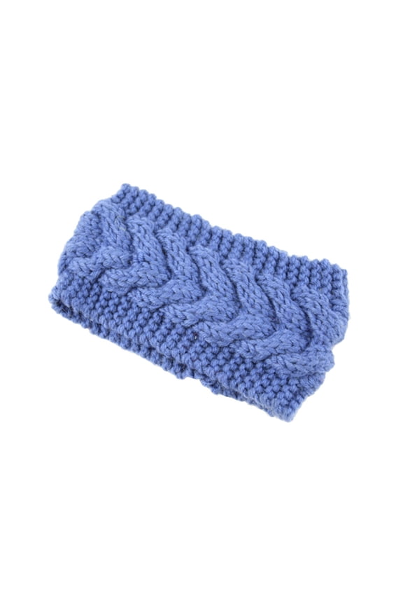 Knit Headband Woolen Yarn Blue 1Pcs