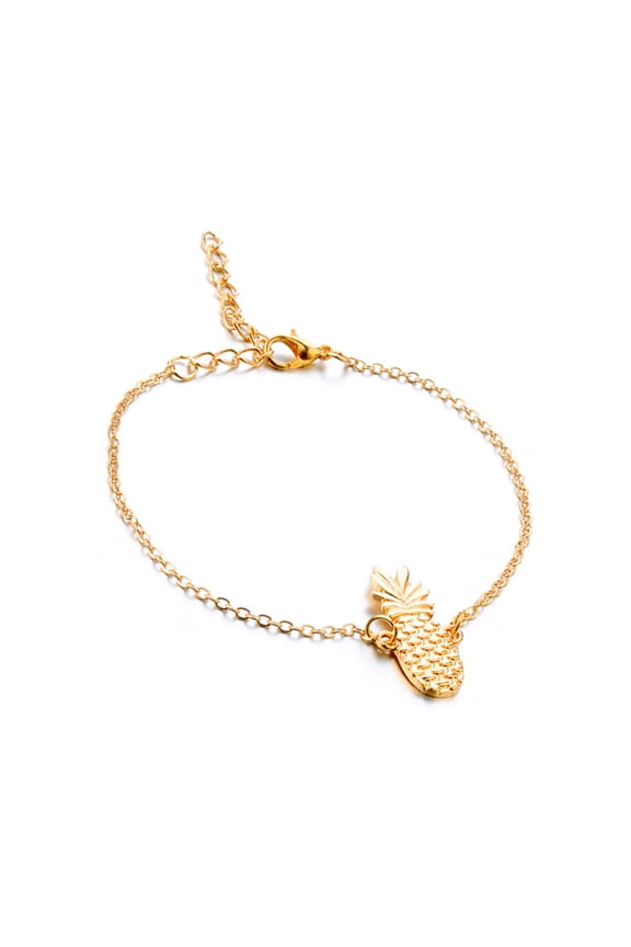 Bohemian Gold Chain Ankle Bracelet 3D Pineapple Design Foot Jewelry 1 Set