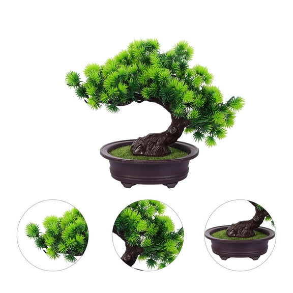 WHAMVOX  Bonsai Trees Artificial Pine Potted Plant No Maintenance Lifelike Decoration