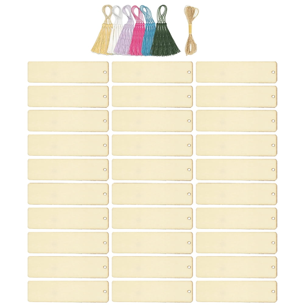 WHAMVOX Bookmark Tassels Wooden Blank Colorful Hanging Labels Bookmarks ...
