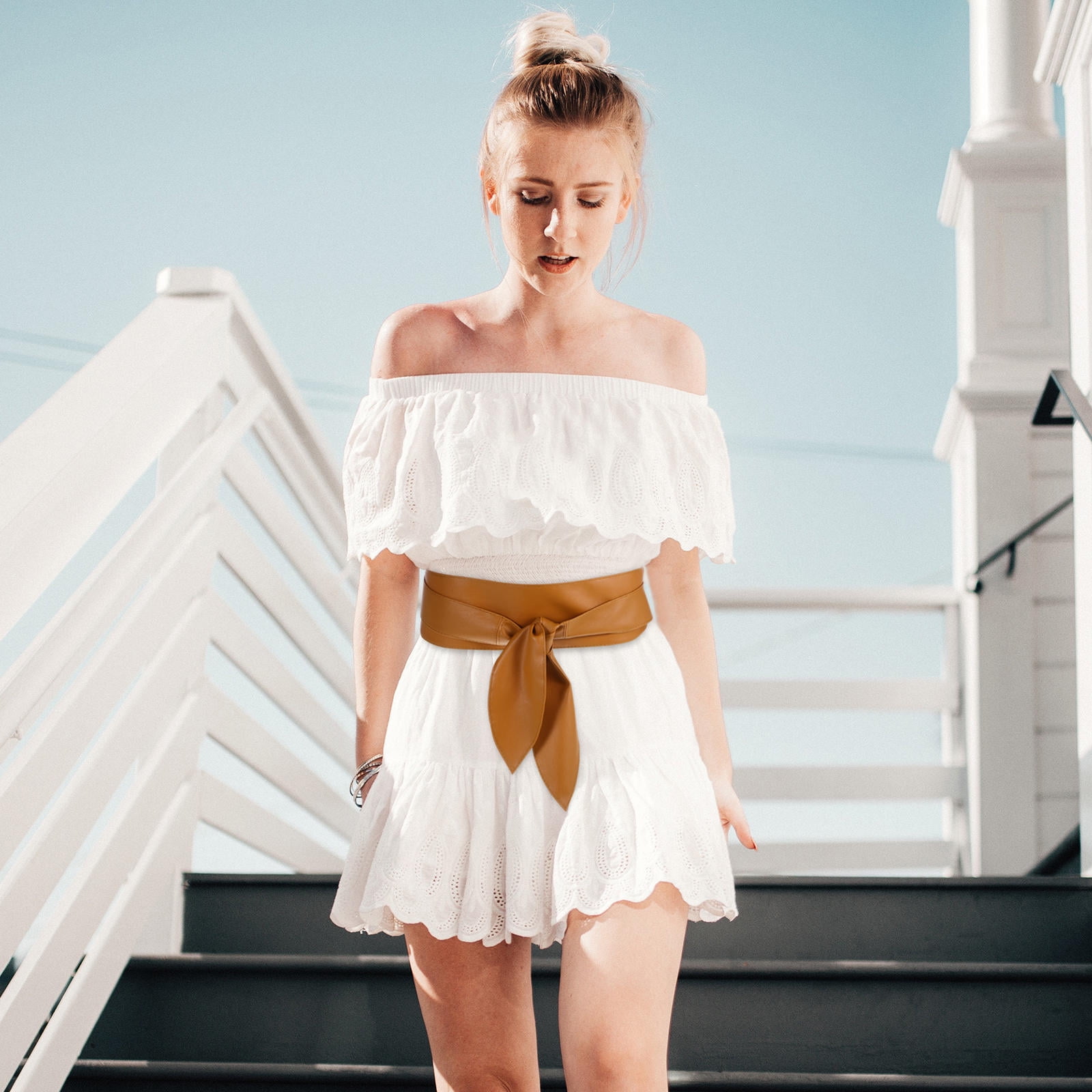 9557 4 Pack Women\'s Elastic Waist Bow Belts For Dresses & Sash Belt Waist Belt Fabric Belt Women Robe Tie Bow Belt  main image 3