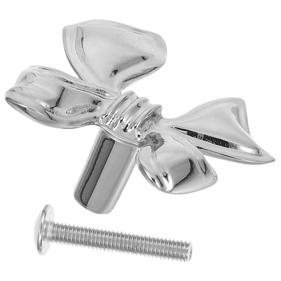 KHBUAB Copper Plated Silver Bowknot Drawer Handles for Wardrobe Cabinets Elegant Design