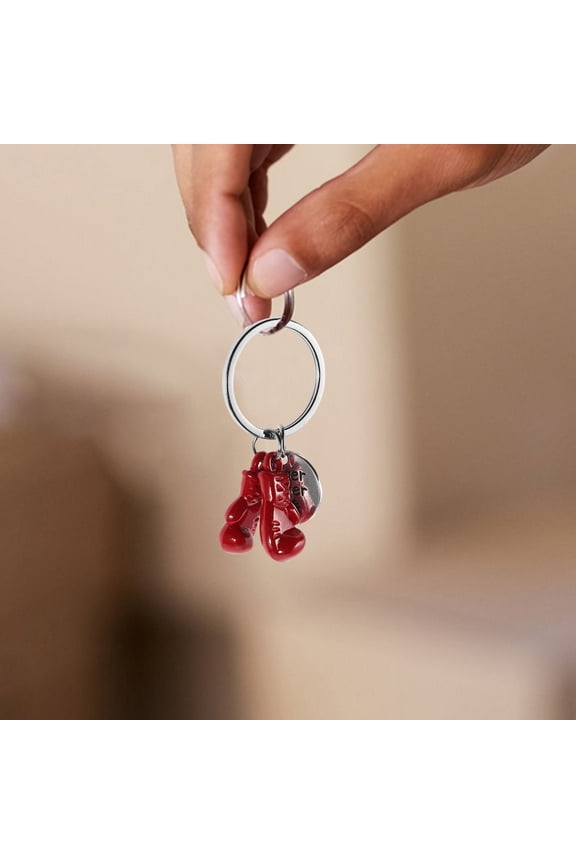Boxing Glove Keychain Red Pendant Symbolizing Strength Durable Metal and Plastic Design for Party