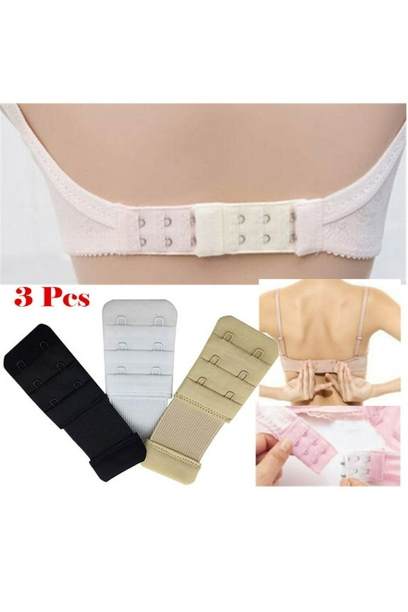 Bra Back Extender Hook for Women with Assorted Color Metal 3 Rows of 2 Hooks Adjustable 2 Hooks Strap Extender