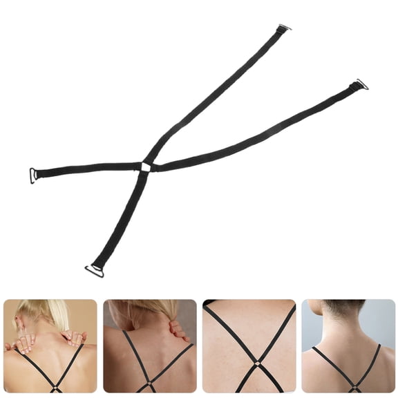 WHAMVOX Bra Extenders 2Pcs Black Nylon Adjustable Non Slip Cross Back Design For Lingerie Dresses