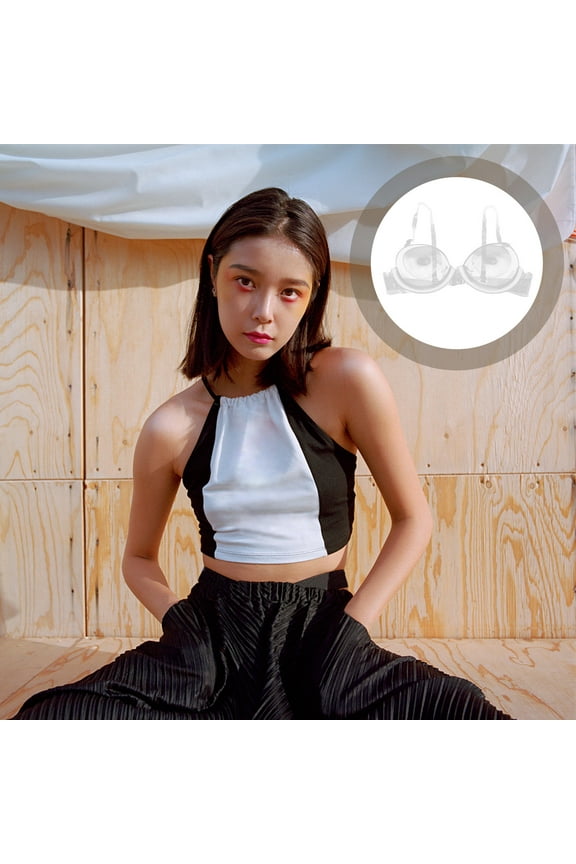 WHAMVOX  Bras with Clear Straps Seamless See Through Push up Women's