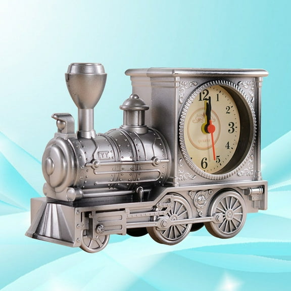 WHAMVOX Bronze Locomotive Steampunk Decoration Silver Retro Train Clock Model Train Locomotive Clock Train Style Alarm Clock,Cool Train Model For Home,Office Decor,Novelty For Adults