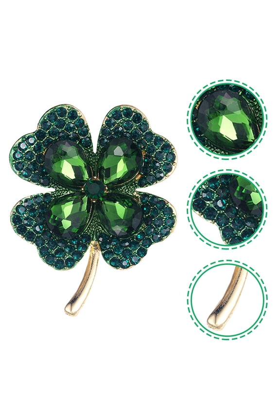 WHAMVOX Brooch with Rhinestones for Decorative Clothing Accessories St Patrick's Day
