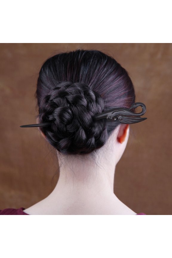 Bun Ebony Hairpin Elegant Hair Stick Miss 18.50X3.00X0.60CM Black