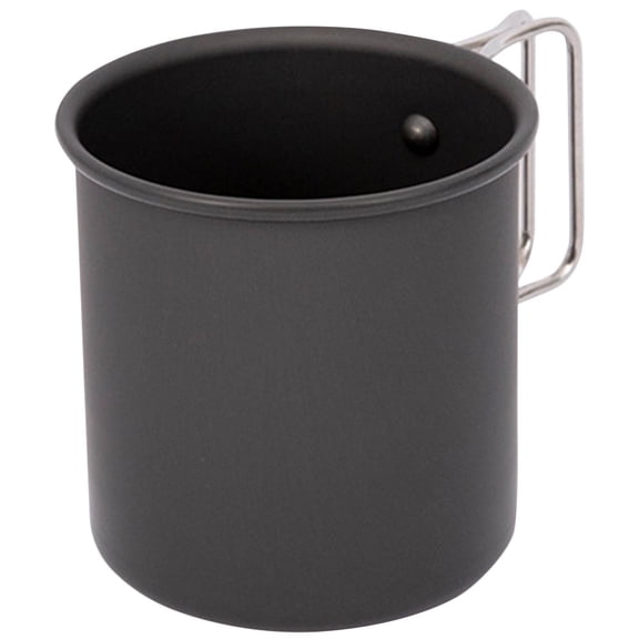WHAMVOX Camping Coffee Mug with Folding Handle for Outdoor Use Made of Aluminum Alloy Black 350ml