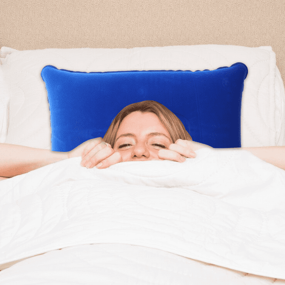 WHAMVOX Inflatable Camping Travel Pillow Small Flocked Fabric Air Pillow Comfortable Ergonomic Support for Hiking and Outdoor Use