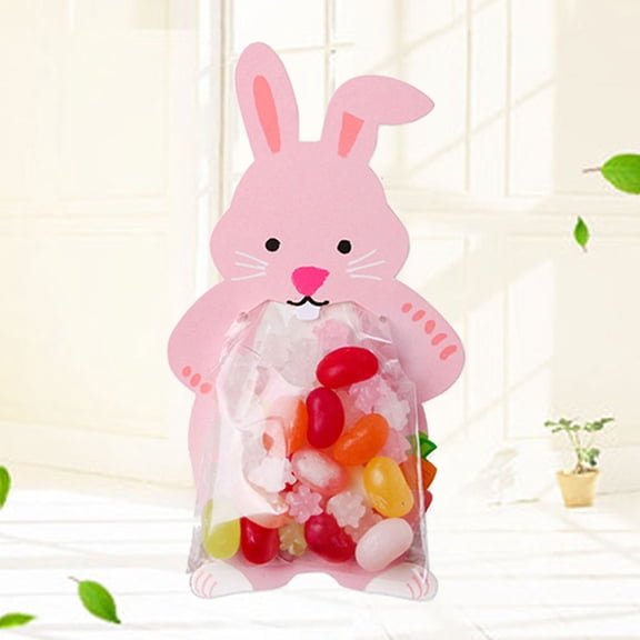 WHAMVOX Candy Packing Bags Made of Kraft Paper in Pink Rabbit Shape for Writing Use Great for Parties 10 Pieces