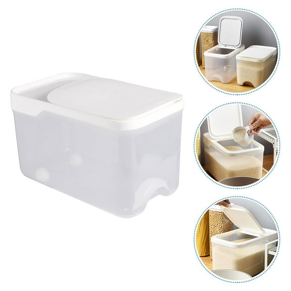 WHAMVOX  Cat Food Holder Moisture- Rice Storage Tank Container Pet White