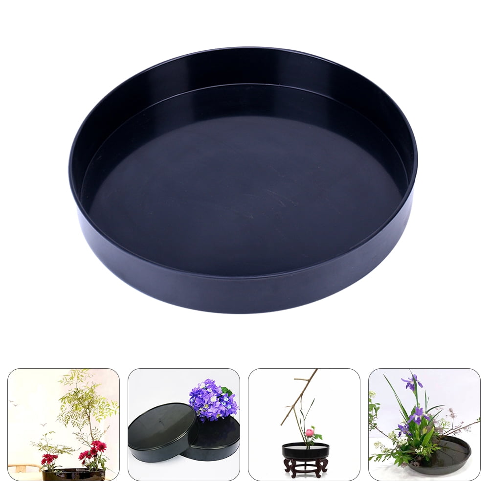 SKISUNO 1Pc Round Flower Arrangement Base Black Plastic Flower Fixing Holder for DIY Projects