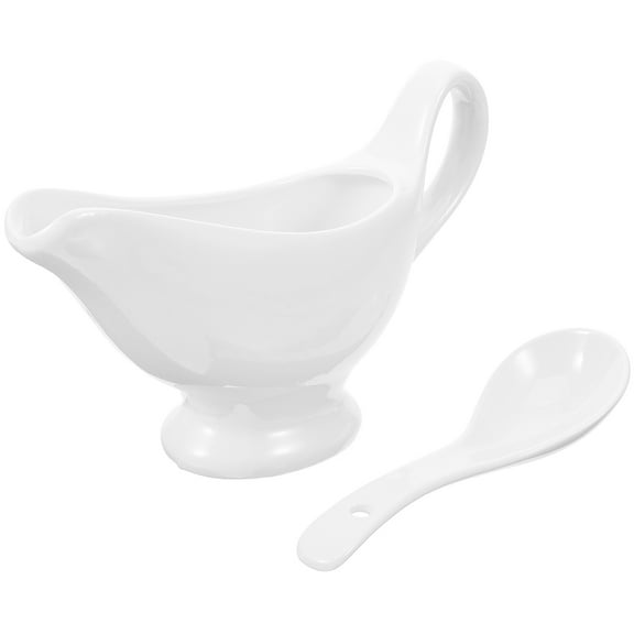 WHAMVOX Ceramic Cream Pitcher Sauce Pitcher Gravy Boat Ceramic Creamer Jug Milk Pitcher With Spoon