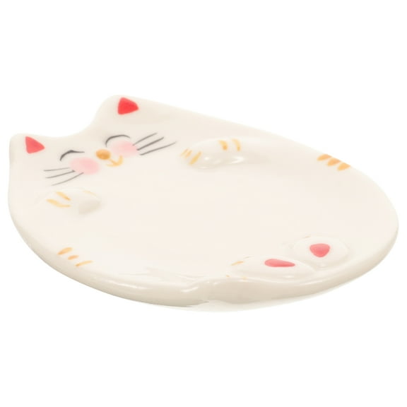 WHAMVOX Ceramic Palette Tray for Painting Color Mixing Tray with Adorable Cat Pattern 3 Grid Dish