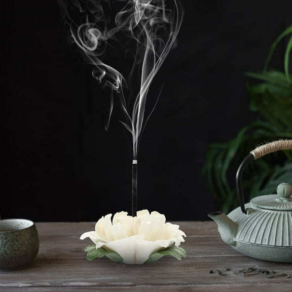 WHAMVOX Ceramic Peony Shape Incense Holder Incense Stick Stand Decorative Censer