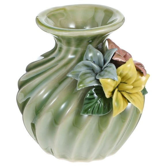 COMPUKAS Yellow Ceramic Vase Set for Floral Arrangements and Home Decor