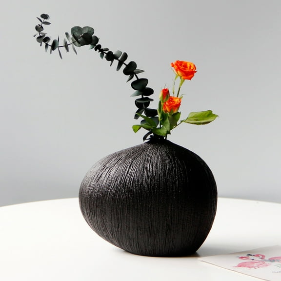 WHAMVOX Ceramic Vase for Arrangement Home Decoration Dining Room Table Black