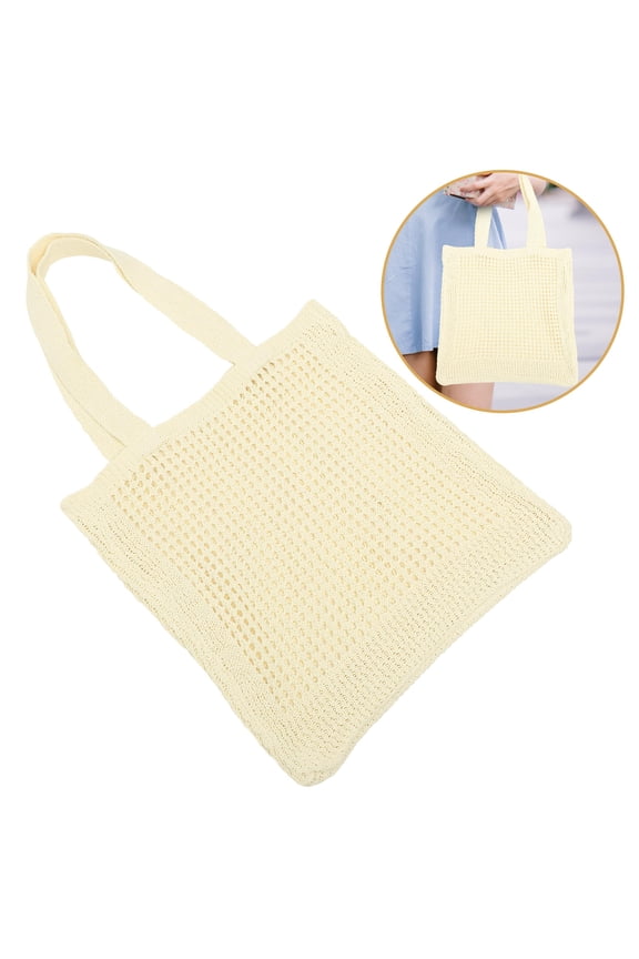 Charming Beige Crochet Tote Bag for Women with Large Capacity Perfect for Daily Use and Storage