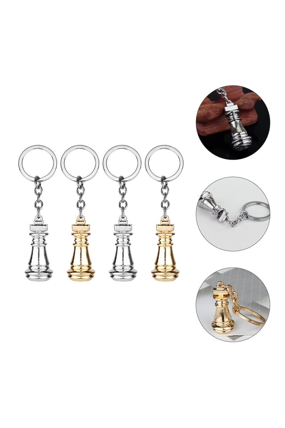 4Pcs Chess Keychain Professional Design Alloy Key Holder Pendant for Everyday Use 3.9x1.8Cm