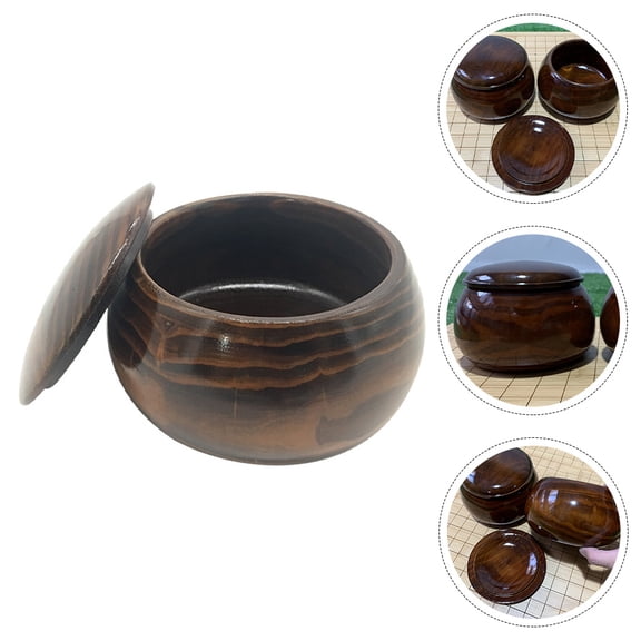 WHAMVOX Chess Pieces Bowl Wooden Go Chess Container Go Game Pieces Bowl