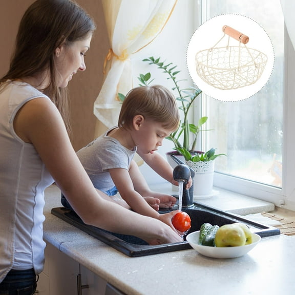 WHAMVOX  Chicken Wire Egg Basket Storage Rustic Decoration Large Capacity