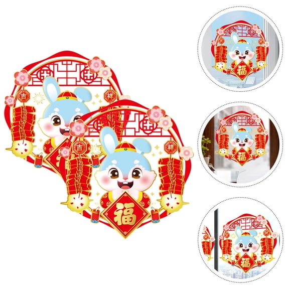 ROMANSENTIAL Rabbit Shape Stickers Red Color 2Pcs 15In