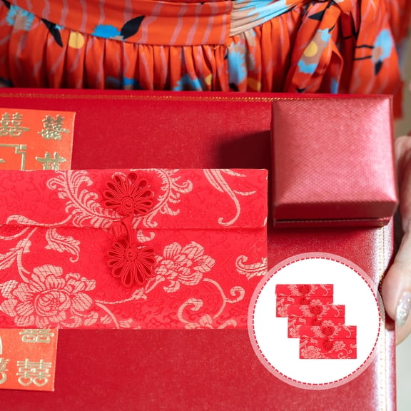 WHAMVOX Chinese Style Red Envelope for Wedding Parties Cloth and ABS Money Packet Storage