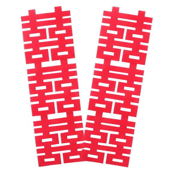 ROMANSENTIAL Unique Red Felt Wedding Banner Decoration for Celebration Wall Door Hanging