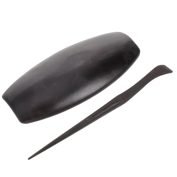 WHAMVOX Chinese Wood Tea Leaf Spoon Set for Tea Ceremony Tools Kung Fu Accessories Dark Brown Wooden Storage Plate 1 Set