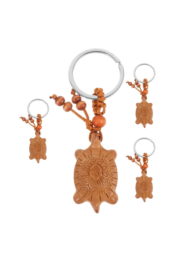 Chocolate Wood Tortoise Keychain Unique Design Ideal for Holding Keys Exquisite Craftsmanship 4pcs