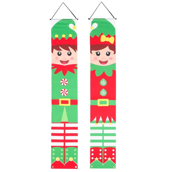 WHAMVOX Christmas Elves Couplets Front Door Decor Decoration Office