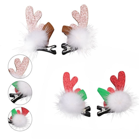 ROMANSENTIAL Cute Hair Accessories Antlers Hairpins Assorted Color 2 Pairs 3.14X3.93X0.79in